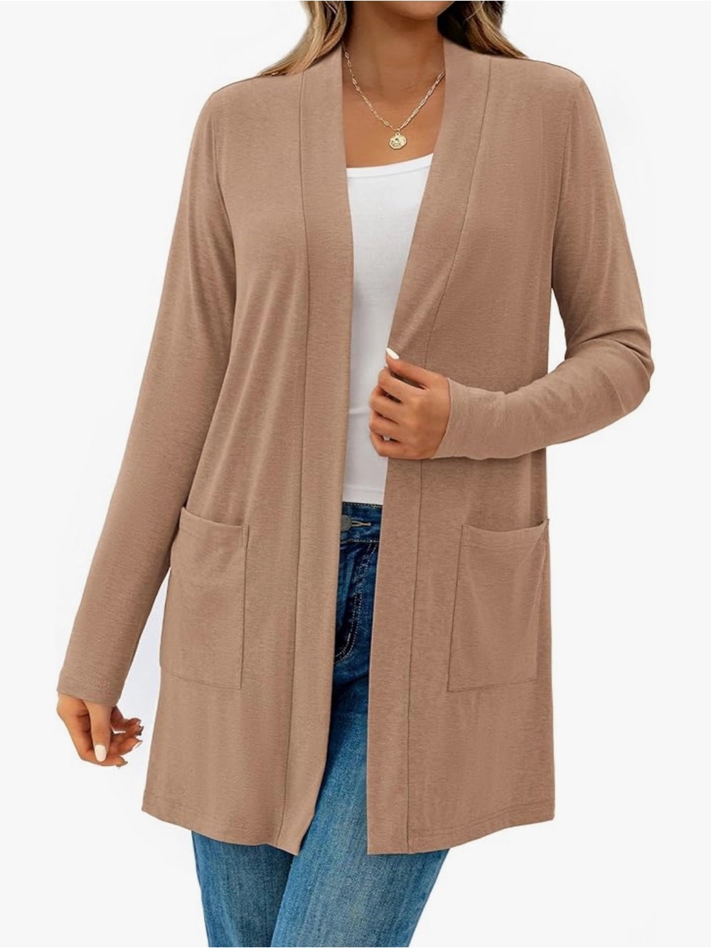 NEW WITH TAGS ON - Everyday Open-Front Pocket Cardigan - Khaki